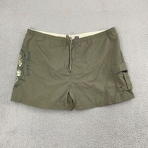Vintage‎ Big Dogs Swim Trunks Men 2XL Olive Hibiscus Beach Surf Cargo